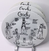 3 Disney Goofy Sketchbook Dinner Plate Dish Set Of 3 10.5&quot; Inches NEW - $24.78