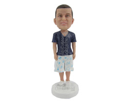 Custom Bobblehead Funky Dude In Printed Shorts With Stylish Locket - Leisure &amp; C - £71.48 GBP