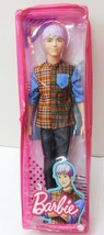 Barbie Ken Fashionistas Doll #154 Sculpted Purple Hair &amp; Plaid Shirt Jeans - £16.59 GBP