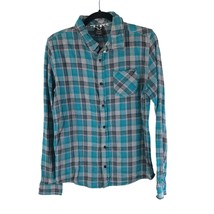 Shaun White Boys Flannel Shirt Button Down Plaid Pocket Blue Gray XL - $7.84