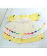 Vintage Yellow Dress &amp; Pinafore w/Frogs for Medium to Large Size Baby Doll - £19.58 GBP