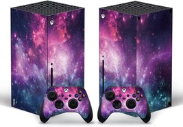 Microsoft Xbox Series X Skin Stickers Decal Full Body Vinyl, Purple Galaxy. - £30.64 GBP