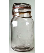 Old Double Safety Clear 1-Qt Glass Canning Jar Smalley Kivlan Onthank Bo... - £6.29 GBP