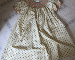 Vintage Long Rosalina Smocked Hand Embroidered Bishop Dress polka dot 6y - £25.36 GBP