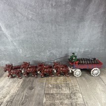 Cast Iron Clydesdale Horses, (8), Carriage, 25 Barrels, 2 people, and 1 dog - $94.99