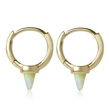 925 silver Vermeil Jewelry Mini Small Huggie hoop with opal turquoises spike ear - £17.37 GBP