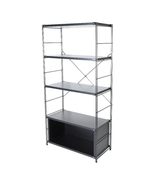 LeisureMod Modern 4-Shelves Etagere Bookcase with Black Powder-Coated St... - $304.00 CAD