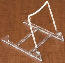 Clear Acrylic And White Vinyl Coated Steel Wire Plate Stand, Adjustable,... - $32.53