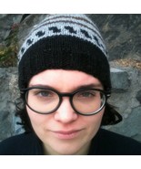 Hand Knit Wool Slouchy Beanie - Soft Warm Gray Black Alpaca Wool Winter ... - $39.59