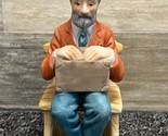 Lefton #7588 Japan Old Man Sitting On Bench With Briefcase Porcelain Fig... - $13.54