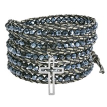 Cross Dangle Midnight Breeze Crystal Wrap Bracelet - £16.00 GBP