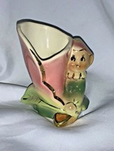 Vintage Shawnee Pottery Pixie Elf Pottery Planter Vase Gold Trim - £19.18 GBP