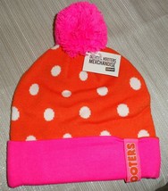 HOOTERS Orange Polka Dot Licensed Striped Knit Beanie Never Worn - $19.75