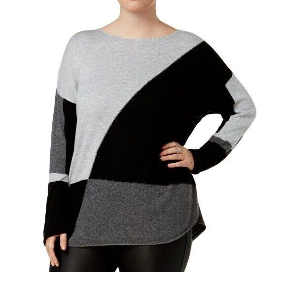 Primary image for INC Womens Petite PP Medium Heather Gray Colorblock Long Sleeve Sweater NWT CC11