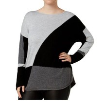 INC Womens Petite PP Medium Heather Gray Colorblock Long Sleeve Sweater ... - £26.97 GBP