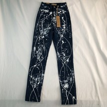 Nuovo Aphrodite USA Pantaloni Donna 1 Blu Scuro Pittura Splotches Splatt... - $27.68