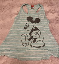 Adorable Disney Green &amp; White Striped Mickey Mouse Med Hi Low Racerback Tank - £11.19 GBP