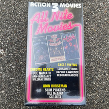 All Nite Movies 3 VHS Tapes: Chrome Hearts, Cycle Vixens, Iron Horseman SEALED - £26.56 GBP