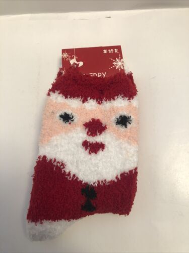 Primary image for Merry Christmas Santa Claus socks Woman Size 5.5-7 Red New A17