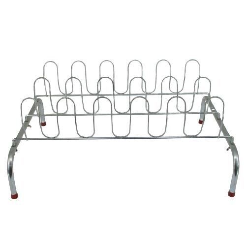 Primary image for Chrome Metal Collapsible 9 Pair Closet Vintage Shoe Rack Mid Century Modern MCM
