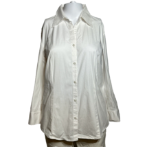 Ann Taylor Loft Shirt Womens 12 Large White Career Shirt 3/4 Sleeve - RB - £11.78 GBP