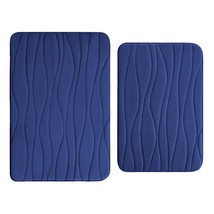 Memory Foam Bathroom Rugs 2 Pieces, Bath Rug Size 24X16 And 30X20 In Navy, 2 Ite - $43.99