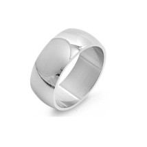 10mm Wide Dome Polished Finish Stainless Steel Men Unisex Wedding Ring Band - £13.69 GBP