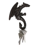 Set Of 2 Cast Iron Climbing Winged Sentinel Guardian Dragon Wall Hooks S... - $367.96 MXN