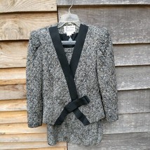 2 PC.  VTG. Jacket/Skirt Rick Freeman for Teri Jon 100% Pure Silk Blue/Black XL - £35.04 GBP