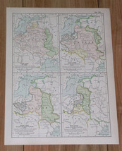 1897 Antique Historical Map Of Partitions Of Poland / Verso England - £15.33 GBP