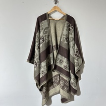 New Boutique   Boho Floral Ruana – Oversized Open Wrap Poncho Blanket Scarf - £36.62 GBP