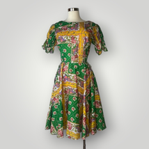 Vintage 1980s Dress Square Dancing Bandanna Multicolor Full Skirt Women&#39;... - £52.51 GBP