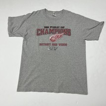 2008 Stanley Cup Champions Detroit Red Wings Gildan Heather Gray Large L Shirt - £12.66 GBP
