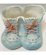 Vintage Inarco Planter Blue Baby Booties Shoes Bows Vase E3598 Japan 3&quot;x... - £13.22 GBP
