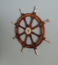 Large Boat Steering Helm 36&quot; Wood Ship Wheel Wooden Nautical Captains - £159.13 GBP