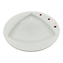 Homer Laughlin 11&quot; White Pasta Bowl Plates Triangle Center Rimmed Polka Dots - £15.47 GBP