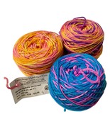 Merino Merino Wool Yarn Lot of 3 Cakes Hand Dyed Washable DK Colorful 4 ... - $38.90 CAD