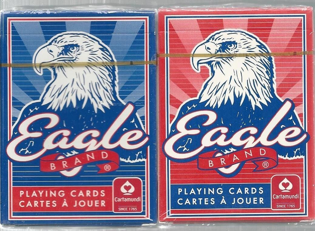 Cartamundi EAGLE Brand PLAYING CARDS 2 DECKS Blue & Red NEW