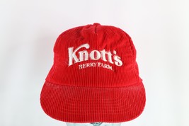 Vtg 90s Streetwear Knott&#39;s Berry Farm Spell Out Corduroy Leather Strapback Hat - £34.92 GBP