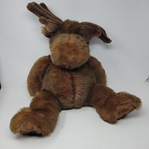 Fao Schwarz Big Brown Moose Plush 24” Large Jumbo Soft Fur Huggable Lovey Rare - £33.63 GBP