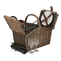 2 Person Nature Pattern Butterfly Lidded Fitted Picnic Basket - £70.34 GBP