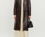 THEORY Womens Leather Coat Jkt Solid Brown Size US 0 I100406 - £645.77 GBP