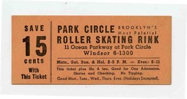 Park Circle Roller Skating Rink Discount Ticket Brooklyn New York 1950&#39;s - £14.08 GBP