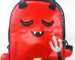 Betsey Johnson Little Devil Red Black Backpack Purse Faux Leather Bag - £24.08 GBP