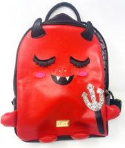 Betsey Johnson Little Devil Red Black Backpack Purse Faux Leather Bag - £23.59 GBP