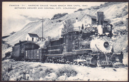 Famous &quot;71&quot; Narrow Gauge Train B&amp;W Postcard - Denver to Central City, CO - £9.56 GBP