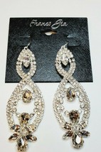 Franco Gia Silver Plated Earrings Special Occasion Dangle C Z&#39;s French Wire  #20 - £19.09 GBP