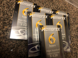 Memorex 6 Pack Of Blank Sealed T-120 VHS Video Cassettes - £11.83 GBP