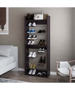 FM FURNITURE Oak Springs Tall Shoe Rack, Metal Rails, Wengue - Organize! - €124,62 EUR