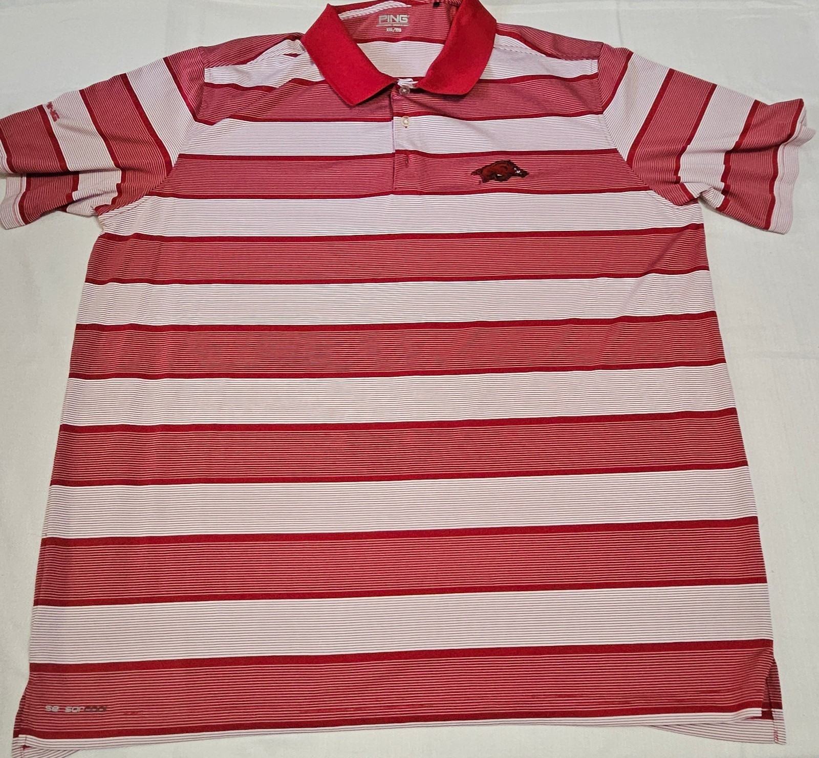 Ping Golf Polo Shirt Sensor Cool Mens 2XL Red Stripes Razorback Embroide... - $13.00